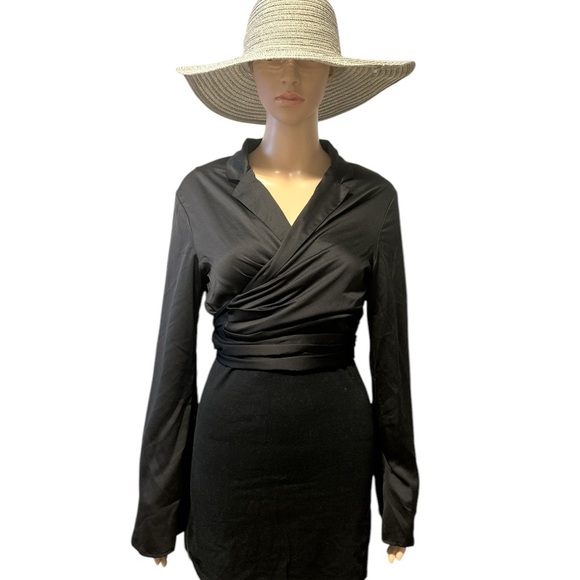 Dynamite Tops - Dynamite Black Satin Wrap around top size L